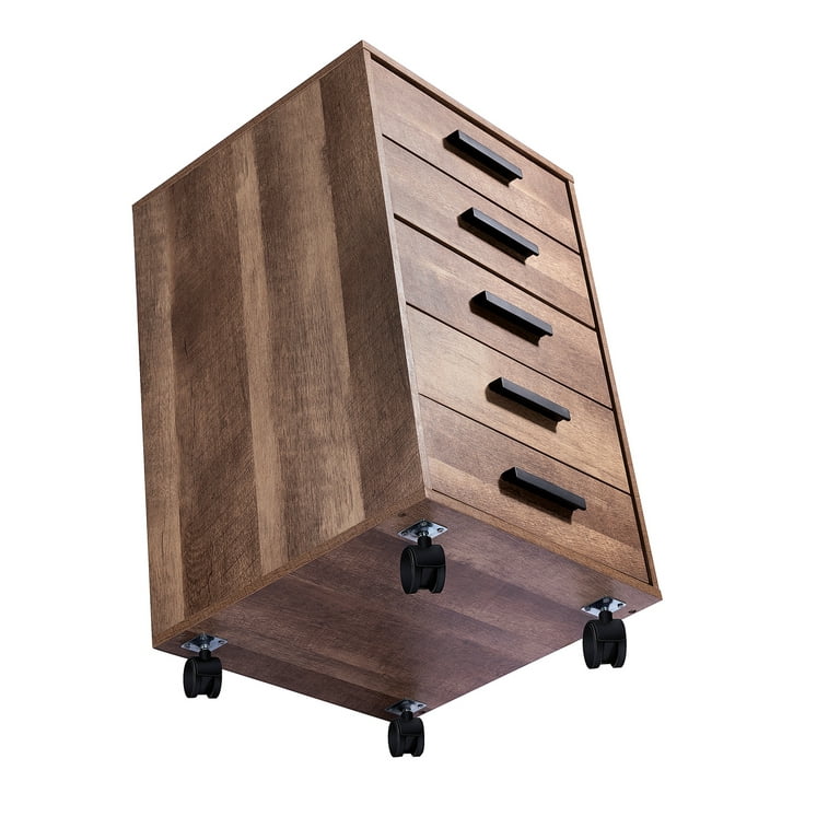 Walnut Storage Cabinet | 2-Drawer Storage Organizer for Desk