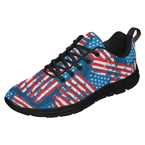 American Flag Shoes for Men Women Running Sneakers Breathable Casual Sport Tennis Shoes Black Size 3.5