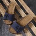 thumbnail image 5 of Slippers for Women,Stylish Opentoe Wedges With Leather Top And Flower Slippers Are Comfortable Shoes With Temperament,Womens Slippers,Navy,8.5, 5 of 9