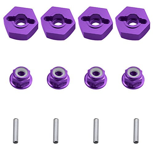 Hobbypark - Adaptadores de eje de transmisión hexagonal de rueda de aluminio de 12 mm (4P) y contratuercas M4 (4P) para Redcat Racing ExceedRc HSP Himoto Rc Hobby accesorios de coche, morado Hobbypark 756970385264