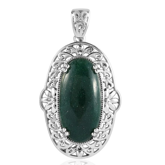 Green Aventurine Platinum Plated Pendant for Women Jewelry for Women Ct 20.01 Birthday Christmas Gifts