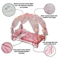 thumbnail image 3 of Badger Basket Royal Carriage Bed with Canopy, Bedding, LED Lights for 18 inch Dolls -Pink, 3 of 8