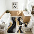 thumbnail image 2 of Black and Gold Marble Pattern Bathroom Rug Set 4 Piece,Includes Contour,Lid Cover,Bath Mat,Non-Slip Extra Soft Absorbent Washable, 2 of 5