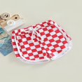 thumbnail image 2 of Girl Summer Shorts Checkerboard Tie-up Elastic Waist Short Pants, 2 of 6