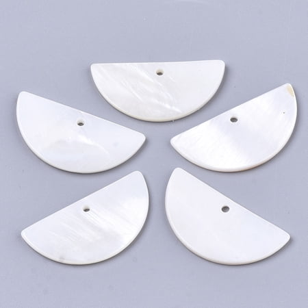 Natural Freshwater Shell Pendants Half Round Seashell Color 14.5x30x2mm Hole: 1.4mm