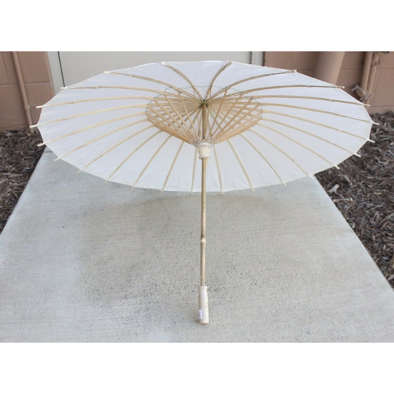 32 Inch Diameter White Wood Bamboo Paper Umbrella Parasol