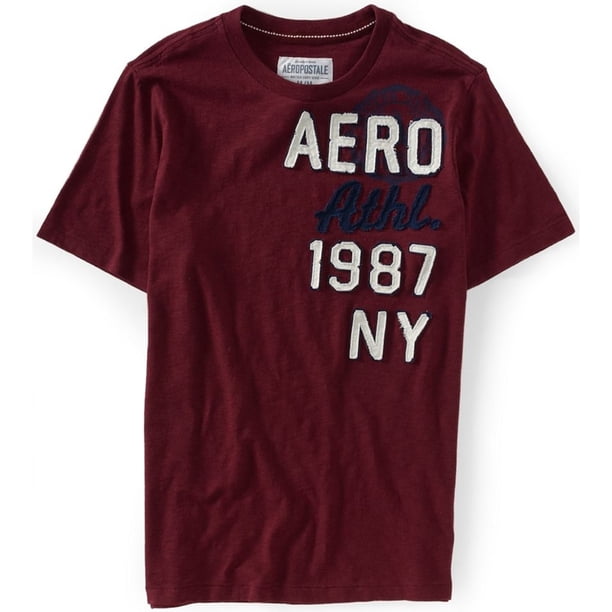 Aeropostale Hombres Aero Athl. Camiseta gráfica de 1987, roja, talla extra pequeña Aeropostale Camiseta gráfica