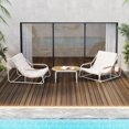 thumbnail image 2 of TREXM Outdoor Chaise Lounge Chairs Set of 3, Patio Chaise Lounge Chair with Acacia Side Table, Pool Lounge Chairs for Lawn, Deck, Beach, Beige+White, 2 of 9