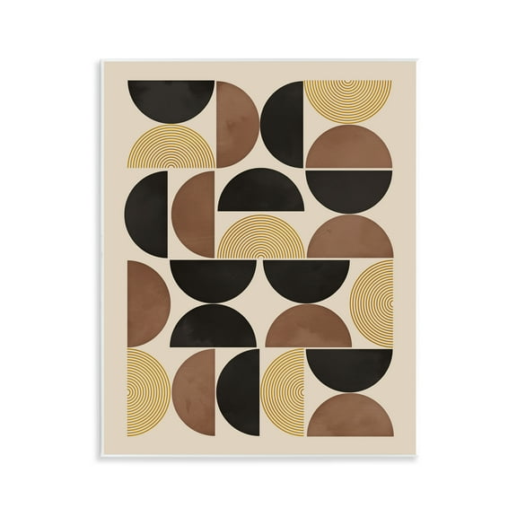 Stupell Industries Midcentury Beige Shapes Abstract Painting Unframed Art Print Wall Art, 11 x 14