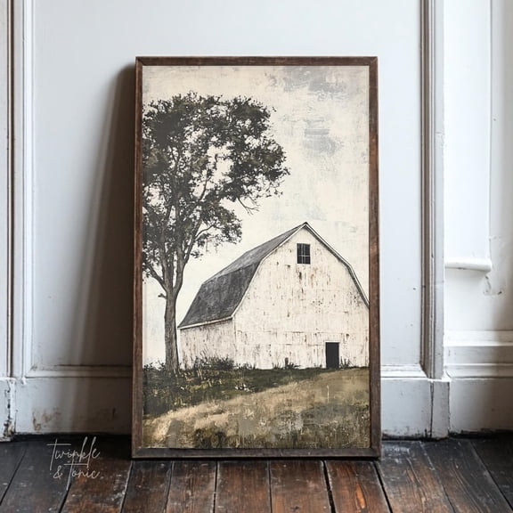 Vintage Barn Art Print Rustic Farmhouse Wall Dã©Cor Dark Academia Poster Antique Countryside Scene UNFRAMED Poster, Wall Art for Decor, Present, 8x12