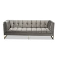 thumbnail image 5 of Baxton Studio Ambra Glam and Luxe Grey Velvet Fabric Upholstered and Button Tufted Sofa with Gold-Tone Frame, 5 of 12