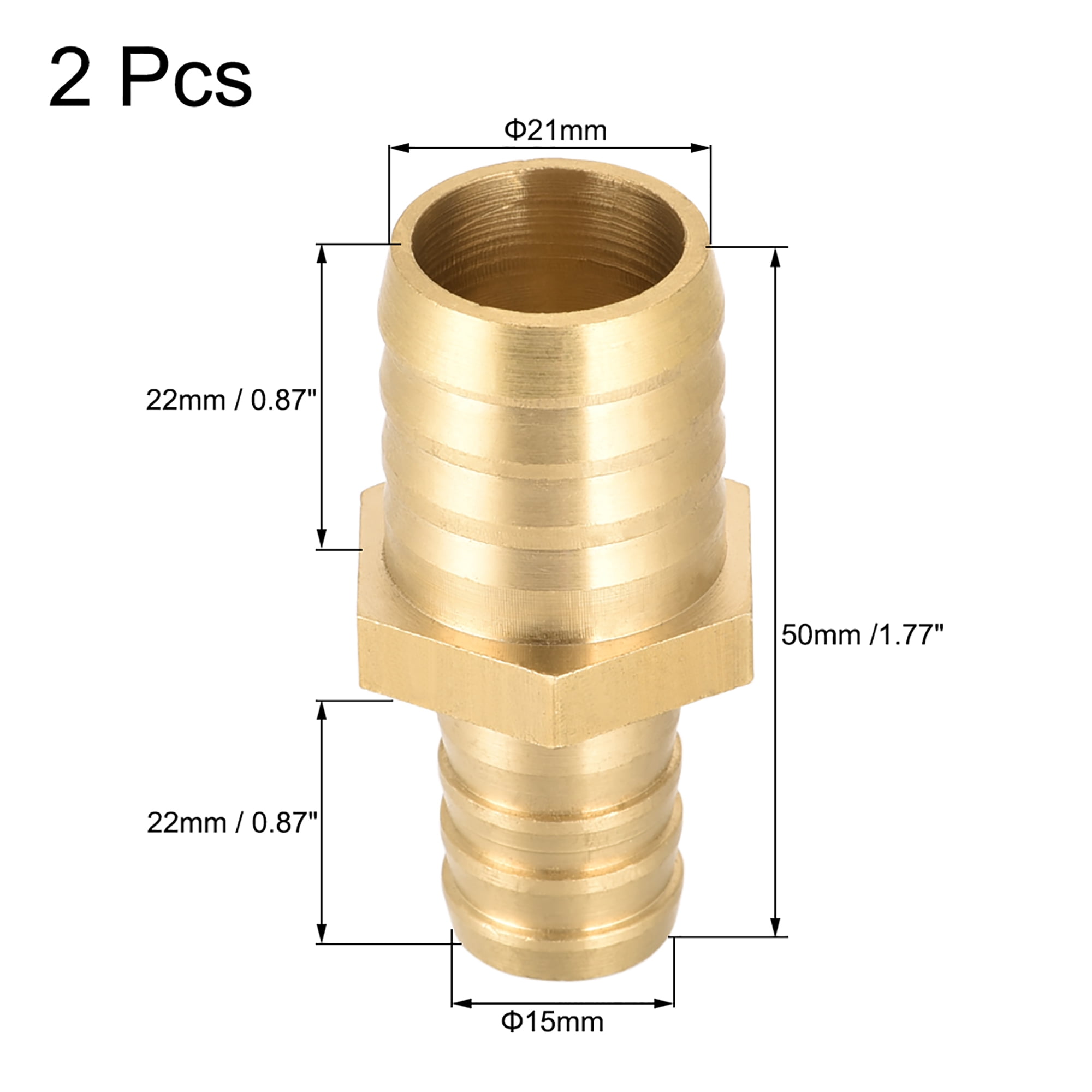 21mm to 15mm Hose ID Brass Reducer Barb Fitting Straight Connector Coupler 2pcs 
