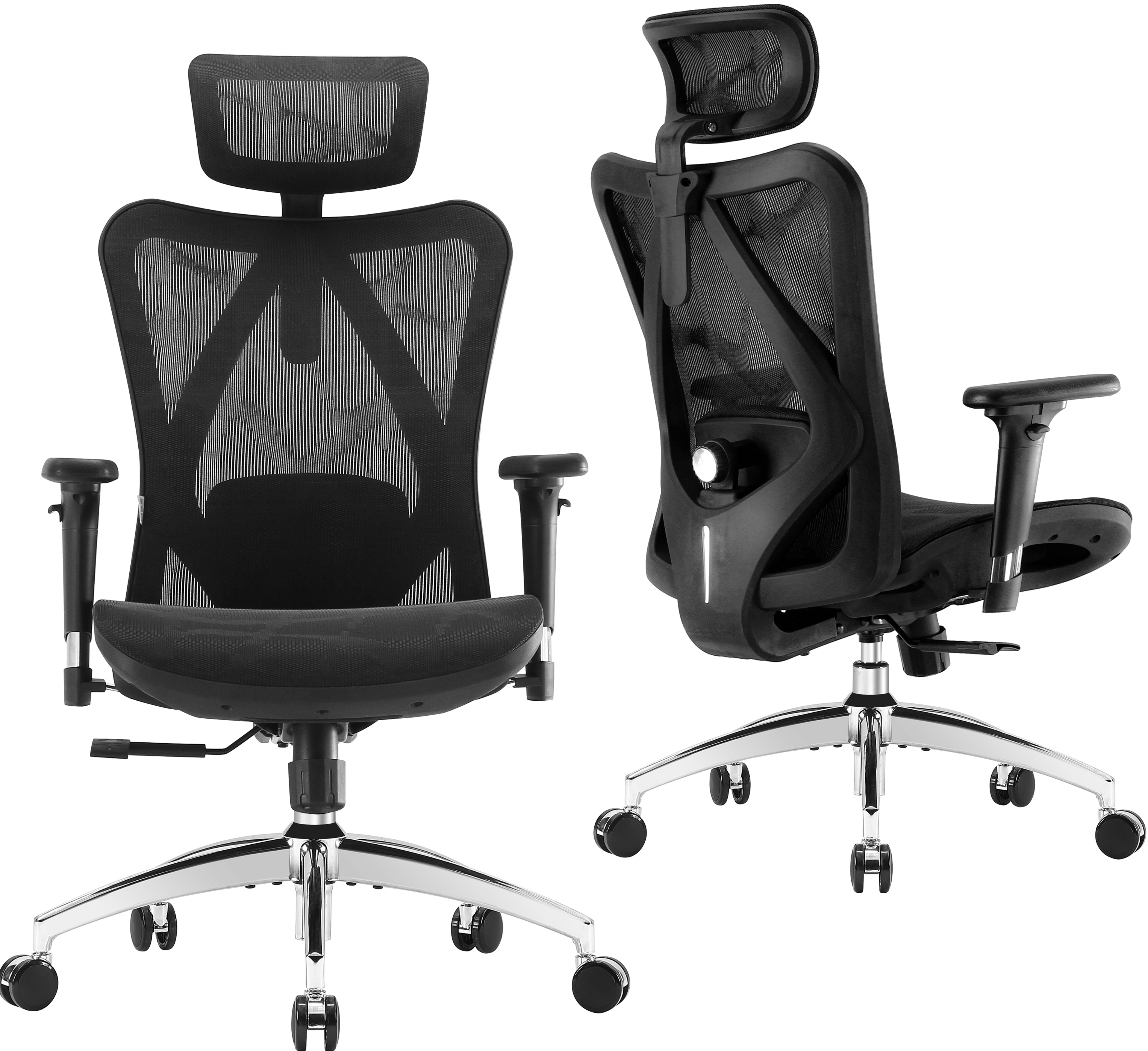 Sihoo M57 Ergonomic Office Chair, Adjustable Swivel Mesh High Back Desk Chair with Headrest, Lumbar Support, Black