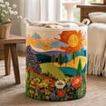 thumbnail image 4 of Quilted Laundry Basket with Handles, Boho Floral Quilted Storage Hamper, Large Capacity Laundry Hamper for Nursery Bedroom Laundry Room Home Decor, 4 of 5