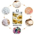 thumbnail image 4 of 2 Pack Sunflowers Honey Bee Qtip Holder Dispenser Clear Plastic Storage Apothecary Jars for Cotton Swabs Balls Pads Floss, 4 of 7