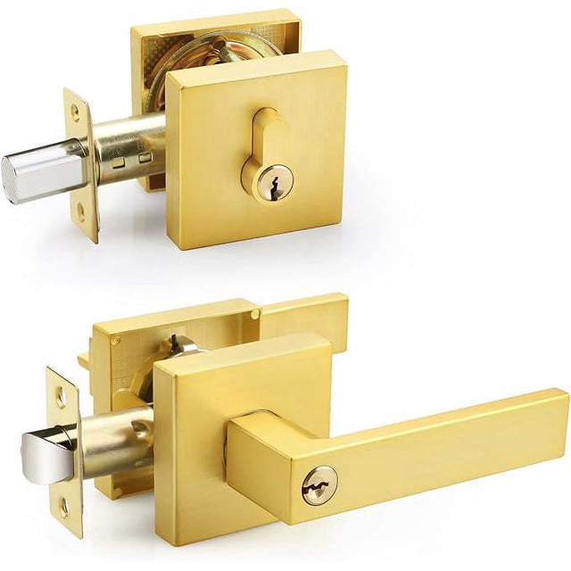 Manija de puerta con cerrojo de un solo cilindro, cerrojo de latón satinado, juego de cerradura de cerrojo reversible, cerradura de puerta de dormitorio, acceso al baño del hotel