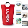 thumbnail image 5 of Caroeas 90L Lite Laundry Basket, Fabric tall Laundry Hamper, Foldable Laundry Bag with Aluminum Handle, X-large, Red, 5 of 6