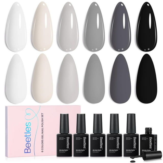 Set de esmaltes en gel con forma de escarabajos, gris, 6 colores, para manicura y bricolaje