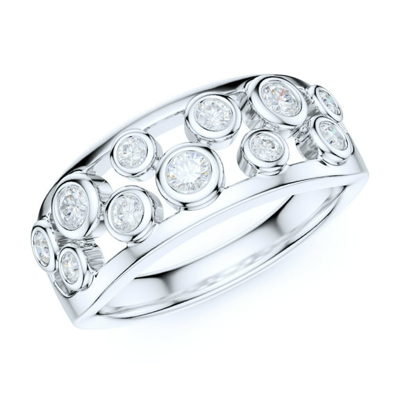 Sterling Silver Fashion Split Shank Bubbles Simulated Round Brilliant Cut Diamond Ring Wedding Band (6)
