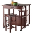 thumbnail image 3 of Kingfisher Lane 3-Piece Transitional Solid Wood Drop Leaf Dining Set in Walnut, 3 of 13