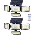 thumbnail image 3 of Mokot Luces solares para exteriores, IP65, impermeables, con sensor de movimiento, luces exteriores con control remoto, 4 cabezales, luces solares de pared para patio exterior, paquete de 2, 3 of 4