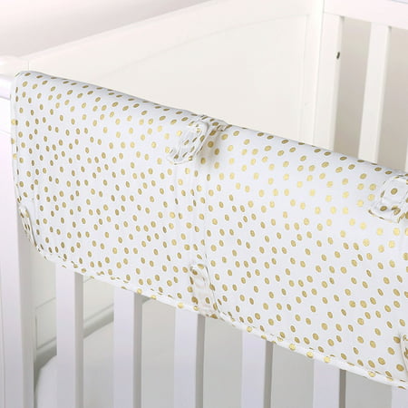 Gold Confetti Dot Print 100% Cotton Padded Crib Rail Guard by, Crib rail guard protects your teething baby from harmful toxins while keeping the.., By The Peanut Shell Ship from