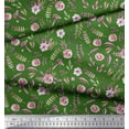 thumbnail image 2 of Soimoi Green Heavy Canvas Fabric Pecan Leaves & Rose Floral Print Sewing Fabric Yard 58 Inch Wide, 2 of 3