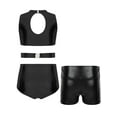 thumbnail image 2 of YiZYiF Kids Girls Crisscross Cutout Ballet Dance Unitard with Shorts Set Athletic Gym Suit Ballerina Costume Black 4, 2 of 5