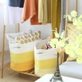 thumbnail image 4 of Sea Team Oval Cotton Rope Woven Storage Basket with Handles, 16 x 13 inches, White & Mottled Yellow, 4 of 7