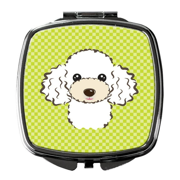 Checkerboard Lime Green White Poodle Compact Mirror BB1319SCM