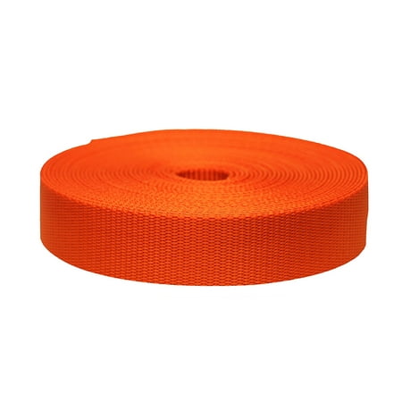 Strapworks 1 Inch x 20 Yard Flat Nylon Webbing Strap Pumpkin