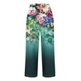 thumbnail image 3 of Qeaghou High Waisted Linen Pants Women Summer Casual Floral Printed Pants Loose Fit Straight Leg Cropped Pants Trousers Prime Day, 3 of 5