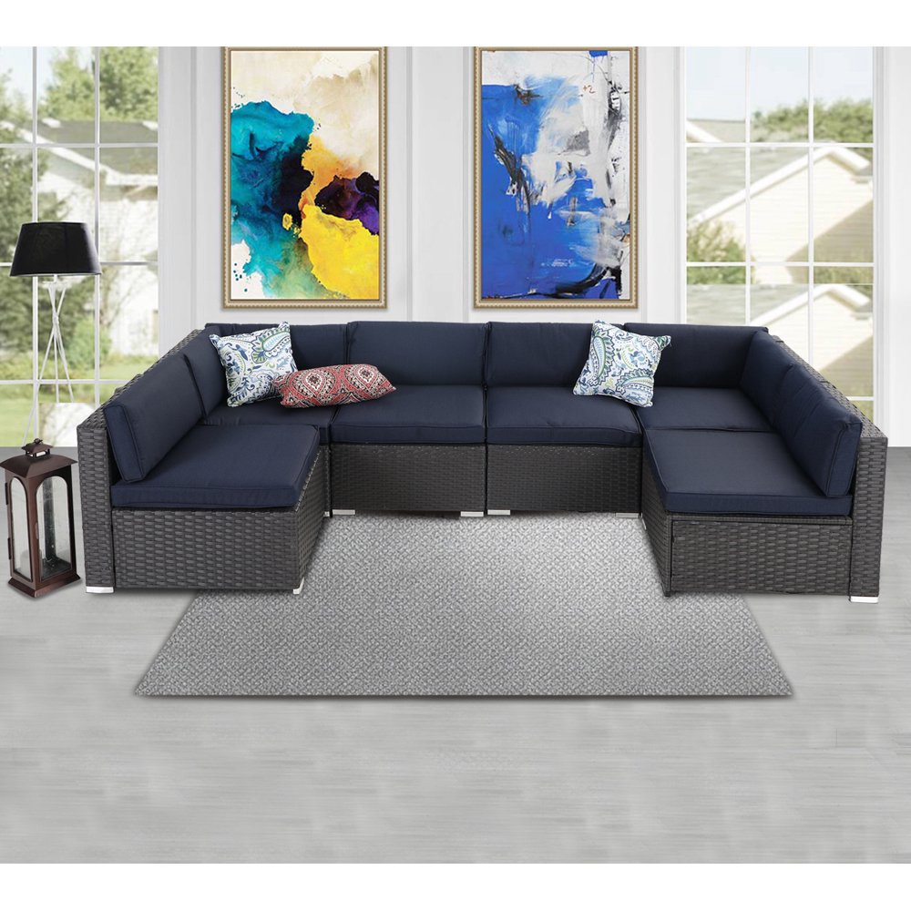 MF Studio 6 Pieces Patio Furniture Outdoor Patio Sectional Sofa Sets