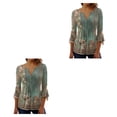 thumbnail image 1 of Qarigey Tops de manga 3/4, camiseta oscilante, túnica de verano, atractiva, transpirable, multicolor, ropa elegante de playa para mujer a la Verde XXL 2piezas, 1 of 6
