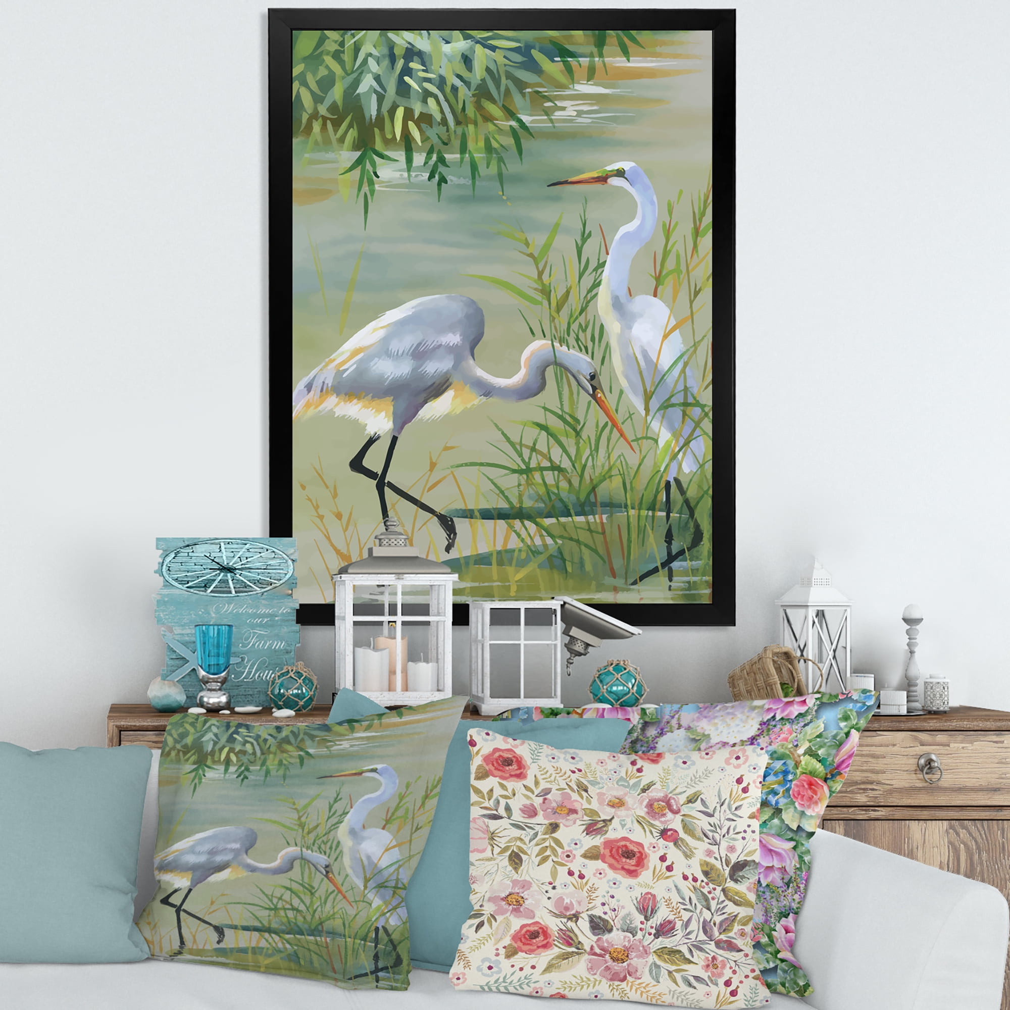 Designart 'Portrait Of Heron Birds I' Traditional Framed Art Print