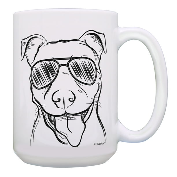 Dog Cup Pitbull Sunglasses Mug Pitbull Coffee Mug Dog ay Gift 15 Oz Coffee Mug Tea Cup White Walmart Com