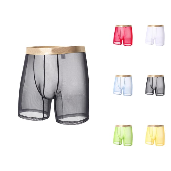 Mens Boxer Briefs Summer Lightweight Breathable Sheer Mesh Underpants Mens Underwear