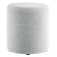 thumbnail image 2 of Callum 16" Round Woven Heathered Fabric Ottoman in Heathered Weave Light Gray, 2 of 8