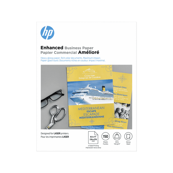 HP Enhanced Business Paper, Glossy, 40 lb, 8.5 x 11 in. (216 x 279 mm), 150 sheets Q6611A