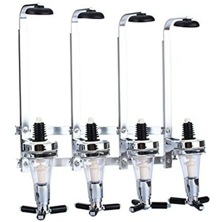 Bottle Drink Dispenser Liquor Dispenser Bar Butler, 4 Bottle Wall Mounted Bottle Beverage Stand Wall Bracket Drink Wine Dispenser Solo Optic Spirit Drinkware Set ()