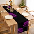 thumbnail image 3 of Purple Rose Table Runner - 108 Inch Long, Kitchen Dining Table Runner Dresser Scarves, Vintage Abstract Garden Flower Floral Black Farmhouse Decor for Coffee Tables Wedding Party Banquet, 3 of 8
