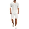 thumbnail image 2 of INSPIRE CHIC Style Men's Striped Shirt Summer Short Sleeve Knitted See Through Shirts XL White, 2 of 5