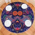 thumbnail image 2 of Boho Chic Decor Round Table Cover, Colorful Floral Pattern with Elastic Hem, Fits 52 54 56 Inch Tables for Dining and Parties, 2 of 7