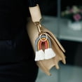 thumbnail image 6 of Weaving Rainbow Keychain Tassel Macrame Key Holder Keyring Bag Charm, Present Grey, 6 of 8