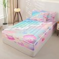 thumbnail image 2 of Manfei Blue Ocean Waves Zipper Twin Comforter Sets with Fitted Sheet and 2 Pillowcases,Pink Sand Zipper Bedding Set,Colorful Stars Reversible,4pcs, 2 of 8