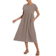 thumbnail image 2 of Vestido midi Zhyaj, holgado, túnica de verano, playa, con bolsillos, algodón, 2 of 7
