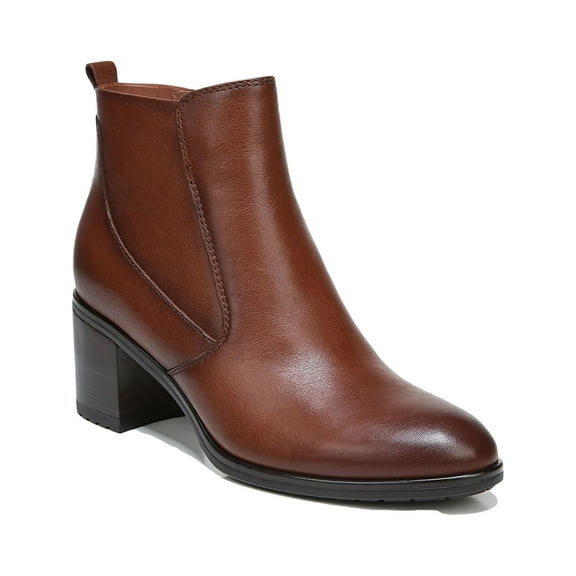 Naturalizer Womens Laura Leather Block Heel Ankle Boots Brown 6.5 Medium (B,M)