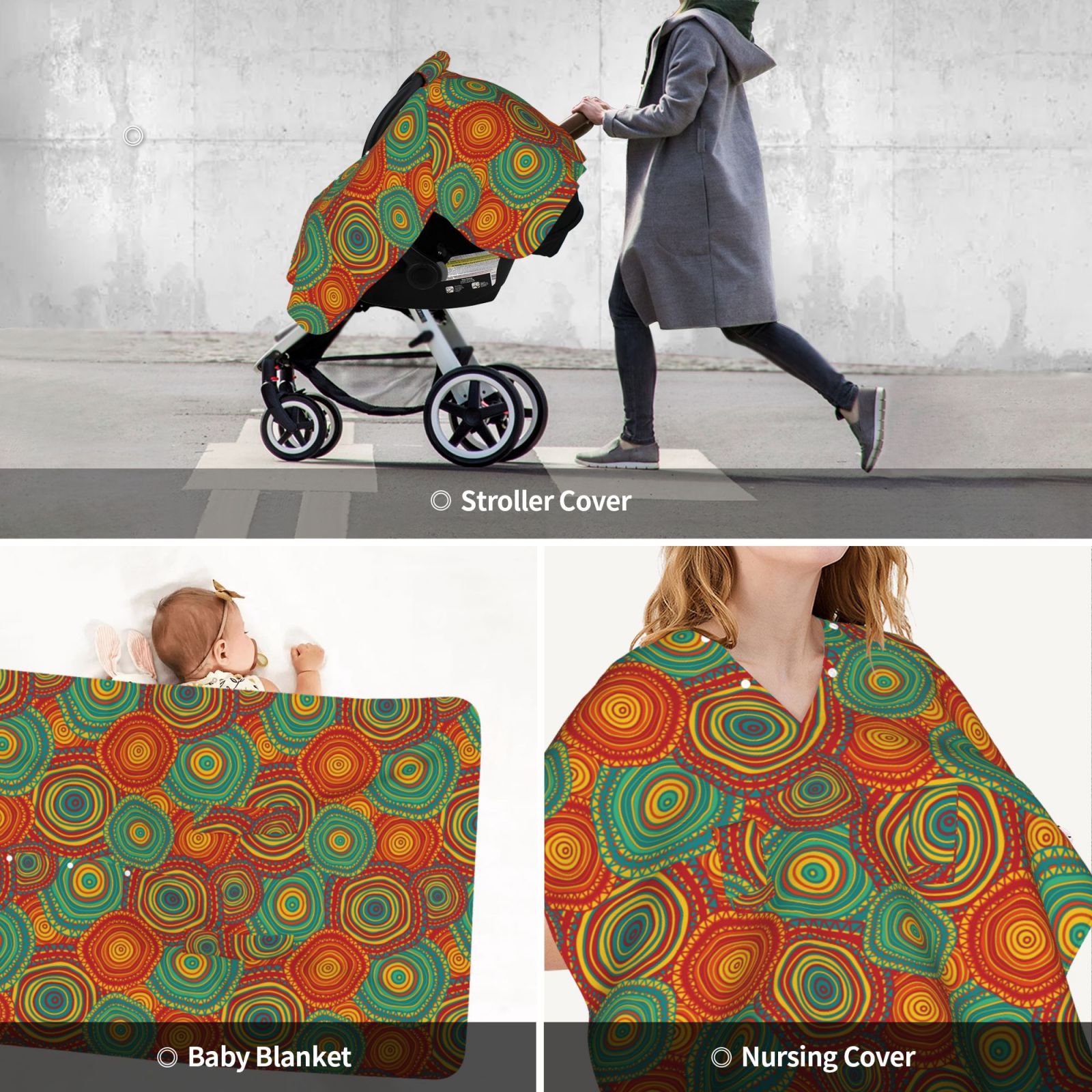 Car Seat Cover Baby - Abstract pattern Breathable Infant Car Seat Cover for Baby Carseat, Lightweight Comfort Baby Essentials Must Haves Newborn Stuff for Girl Boy