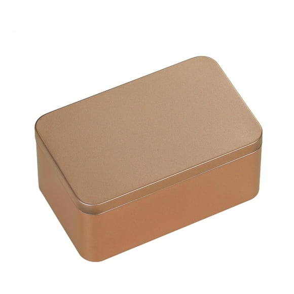Inteprter Caja de lata de metal exquisita y práctica para aplicaciones amplias Latas de almacenamiento de metal rectangulares vacías Almacenamiento y organización del hogar Oro