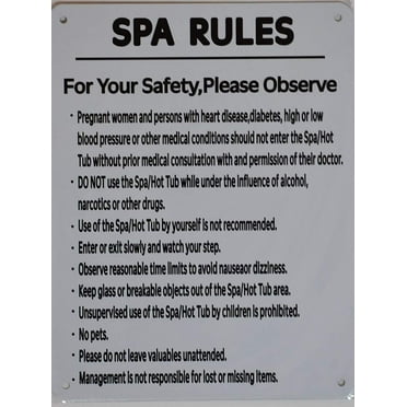 SPA Rules Sign (White, Rust Free Aluminium 8X12)